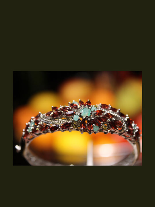 Silver Bracelet Natural Garnets Sapphires Songea Emeralds 925
