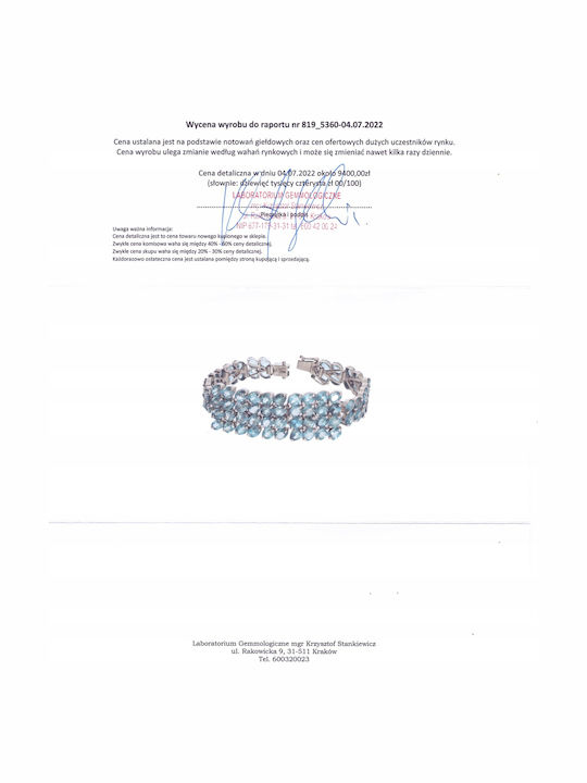 Silver 925 Zircon Bracelet Certificate 3