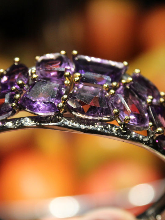 925 Silver Bracelet Amethysts Spinels