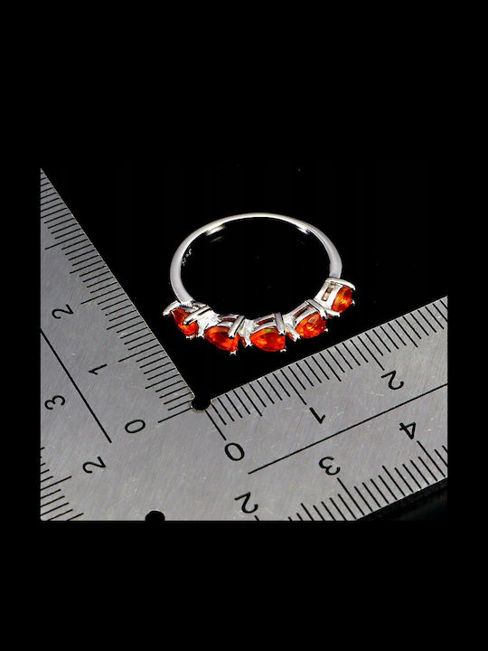 Delicate Silver Ring Size 14 Natural Orange Opals 925