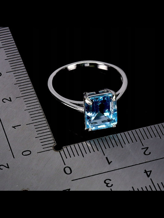 Delicate Elegant Silver Ring Natural Sky Blue Topaz Size 16.5