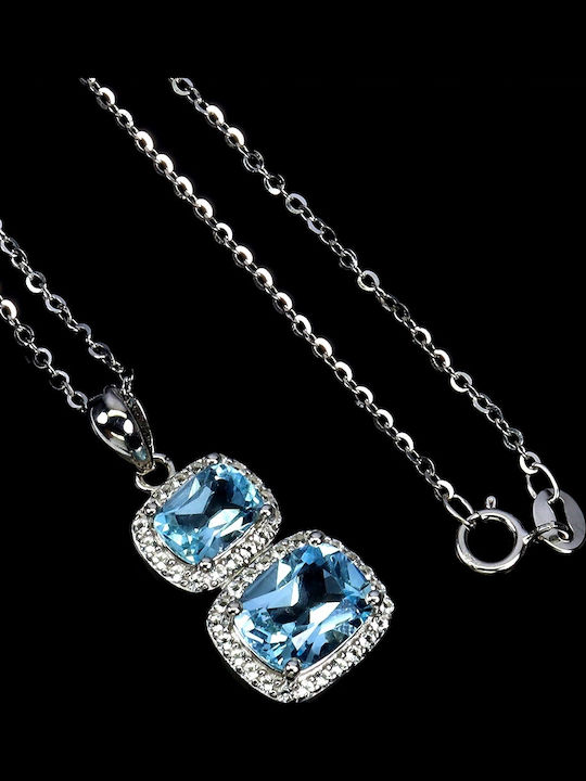 925 Necklace Stunning Delicate Natural Sky Blue Topazes White Topazes