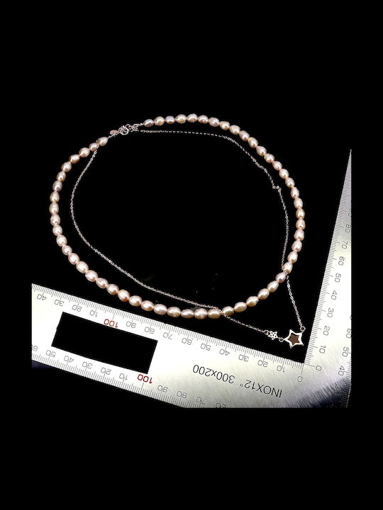 Elegant Stunning Silver Necklace Natural Pearls Zircon Star Elegant Stunning Silver Necklace Natural Pearls Zircon Star