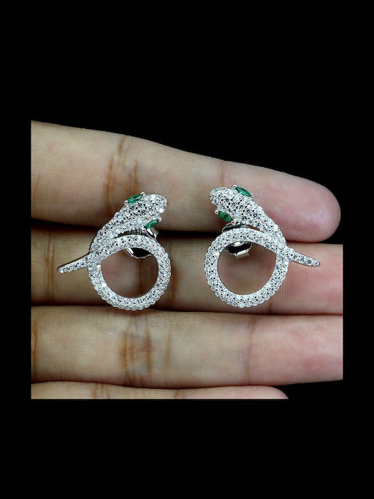 Silver Delicate Aaa Zirconia Snake Earrings 1
