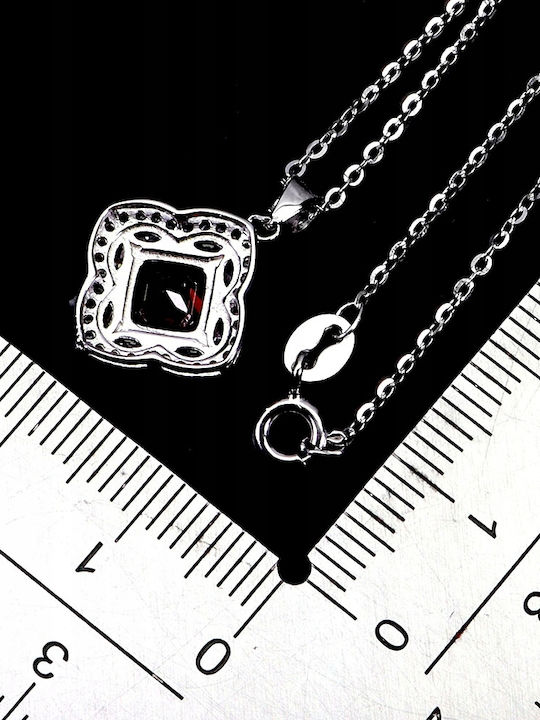 Elegant 925 Silver Necklace Delicate Zircon Natural Garnet