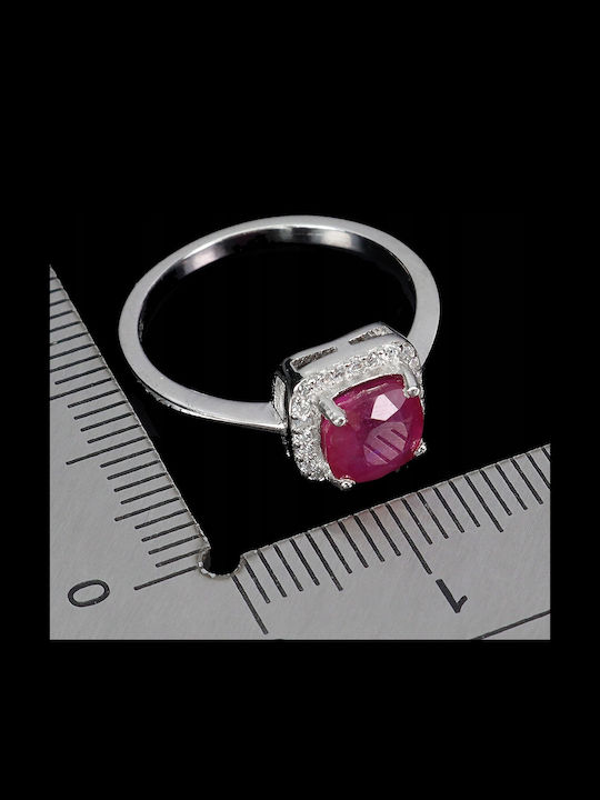 925 Silver Delicate Ring Natural Ruby Zircon Size 16