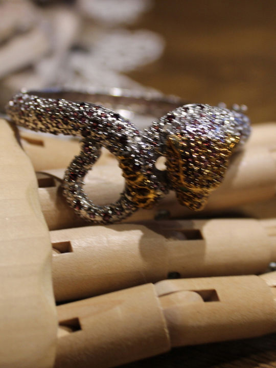 Silver Bracelet Tiger Rhodolite Diopsides
