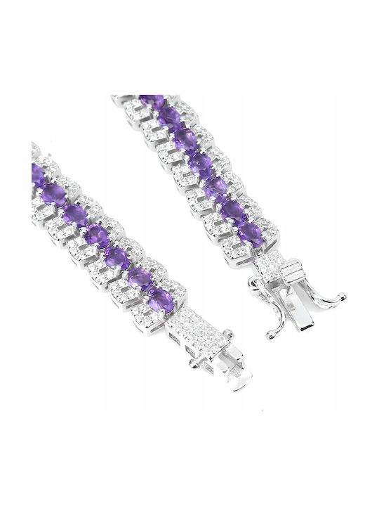 Elegant Natural Amethyst Silver Bracelet