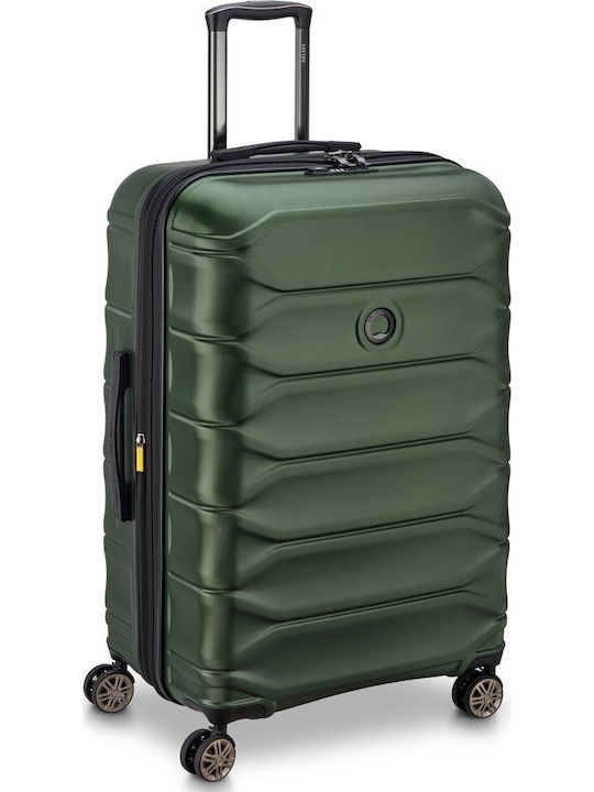 Delsey Meteor Large Hard Olive Suitcase With 4 Wheels Height 78cm