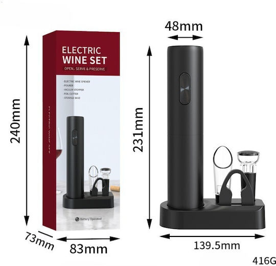 Set De 5 Piese Tirbușon Electric Deschizător Electric Cu Baterie Multifuncțional 23x14cm Negru