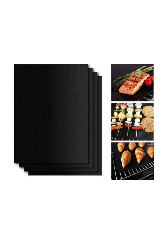 Set 4 Folii Teflonate Antiaderente Alista Home Multifuncționale Rezistente la Apă și Temperatură Înaltă Pentru Grătar Cuptor Bbq Grill 40x33 Cm Negre