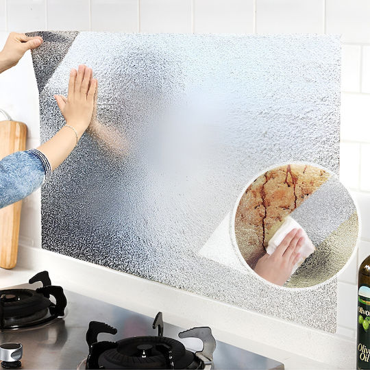 Autocolant Bucătărie Alista Home Folie Aluminiu Tip Rezistent La Ulei Umiditate Temperatură Ridicată Dulapuri Perete Blat Argintiu 60cm X 1m