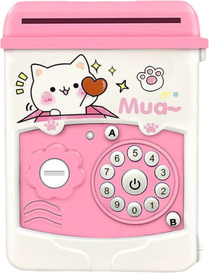 Pușculiță Fete Alista Home Cutie Economii Simplă Acces Cu Cheie 17 X 11.5 X 10 Cm 400 Gr Alb Roz