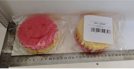 Burete De Bucătărie Rotund Alista Home Burete Pu Design Față Zâmbitoare Dublu Față 10 X 4 Cm Roz Galben