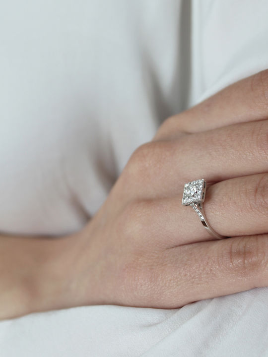 Kritsimis Single Stone Ring in 18K White Gold with Diamond
