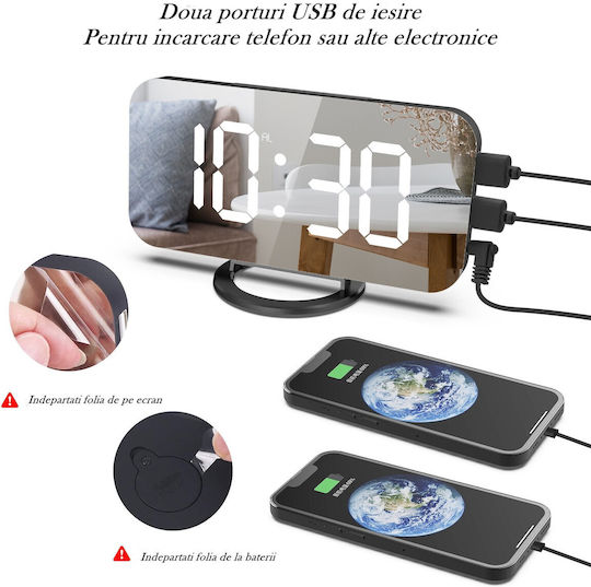 Alista Home Tabletop Digital LED Clock Plastic With Alarm Clock White 116280