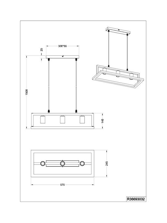 Trio Lighting Κρεμαστό Φωτιστικό Μαύρο
