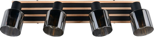 Trio Lighting Σποτ με 4 Φώτα σε Μαύρο Χρώμα