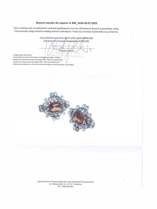 Cercei Cuart Fumuriu Natural Cu Zircon Cubic Certificat
