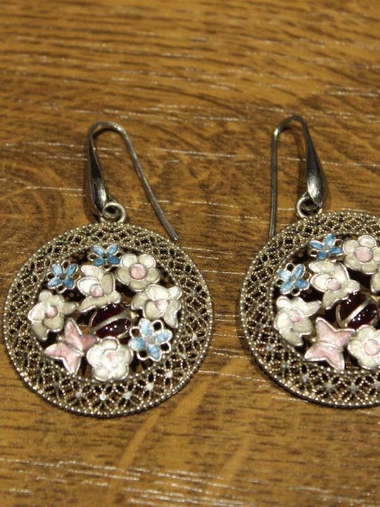 925 Earrings Ladybug Flower Italian Silver Enamel Hoops 3