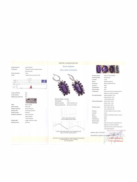 Cercei Cu Ametist Rodolit Topaz 30ct Certificat