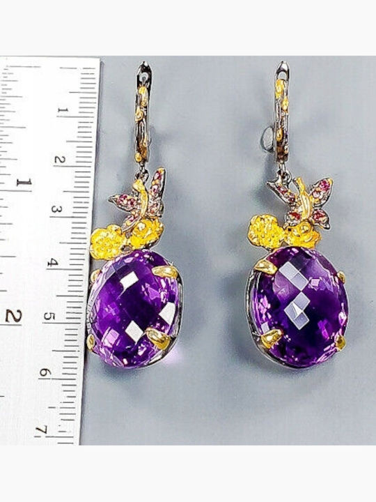 Amethyst Tourmaline Ohrringe 52ct 4 Zertifikate