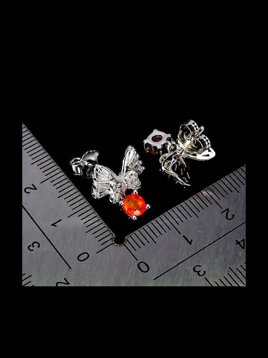 Songea Silver 925 4 Earrings Delicate Zircon Orange Natural Opals