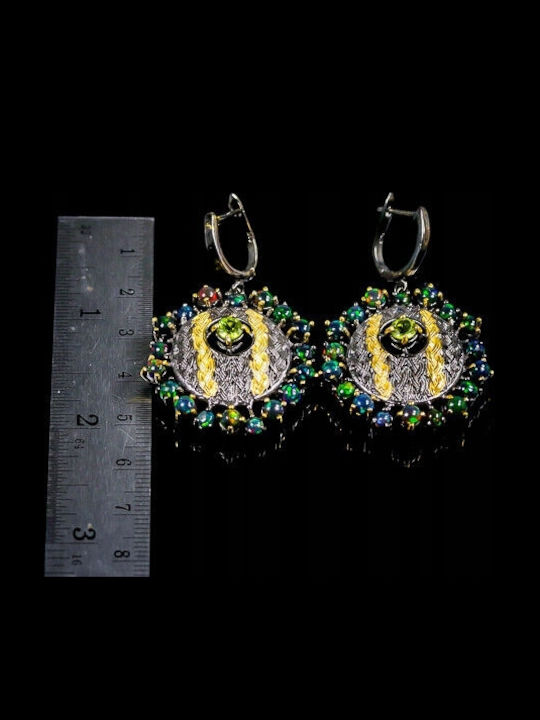 Artistic Opal Peridot Vintage Earrings 925