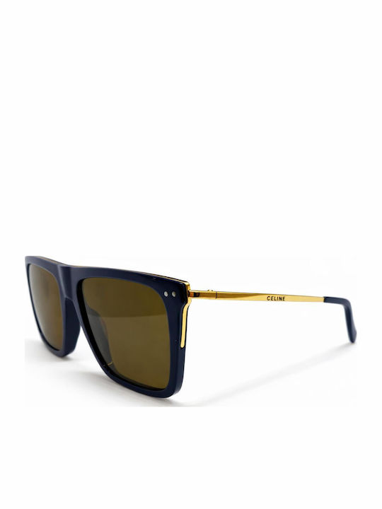 Celine Unisex Sunglasses with Black Horn-Rimmed Frame and Blue Lenses CL40015I-90E