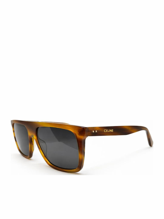 Celine Herren Sonnenbrillen mit Braun Horn umrandetem Rahmen und Braunen Gläsern CL40209I-56A