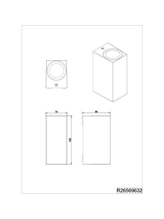 Trio Lighting Επιτοίχιο Εξωτερικό Φωτιστικό Μαύρο