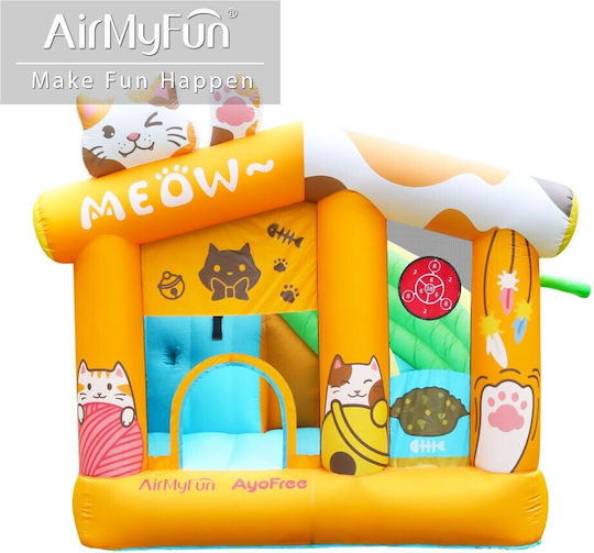 Fun Baby Inflatable Cat with Trampoline and Slide for Ages 3+