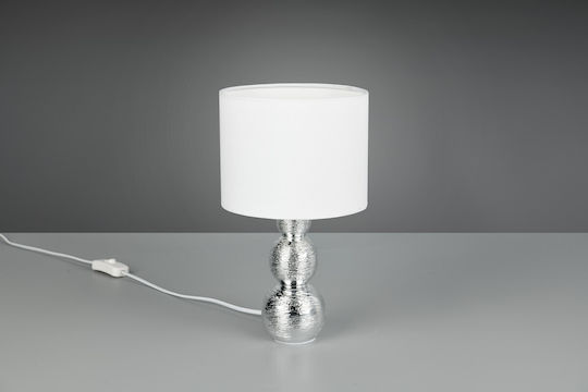 Trio Lighting Κεραμικό Πορτατίφ με Ασημί Καπέλο και Βάση