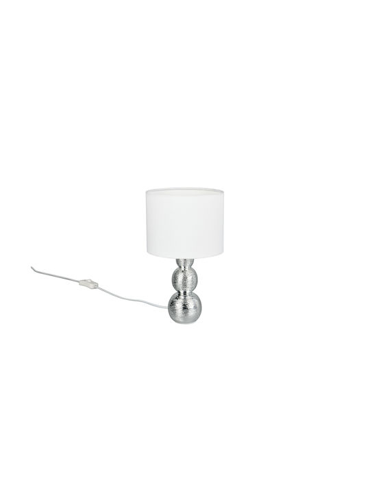 Trio Lighting Κεραμικό Πορτατίφ με Ασημί Καπέλο και Βάση