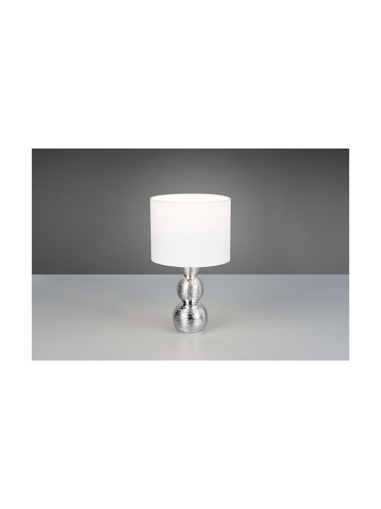 Trio Lighting Κεραμικό Πορτατίφ με Ασημί Καπέλο και Βάση