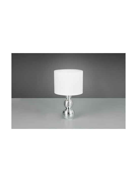 Trio Lighting Κεραμικό Πορτατίφ με Ασημί Καπέλο και Βάση