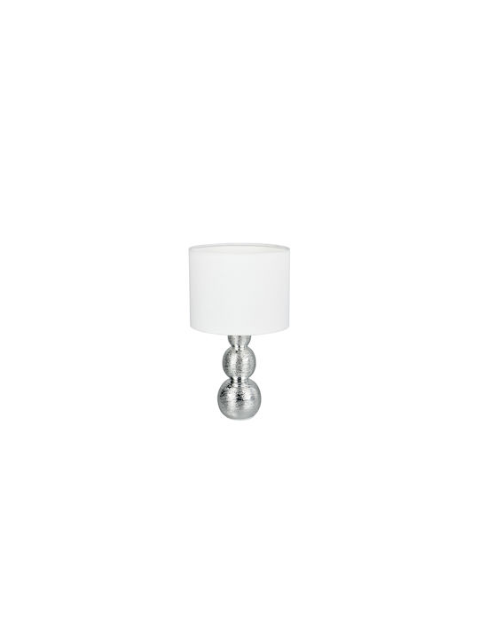 Trio Lighting Κεραμικό Πορτατίφ με Ασημί Καπέλο και Βάση
