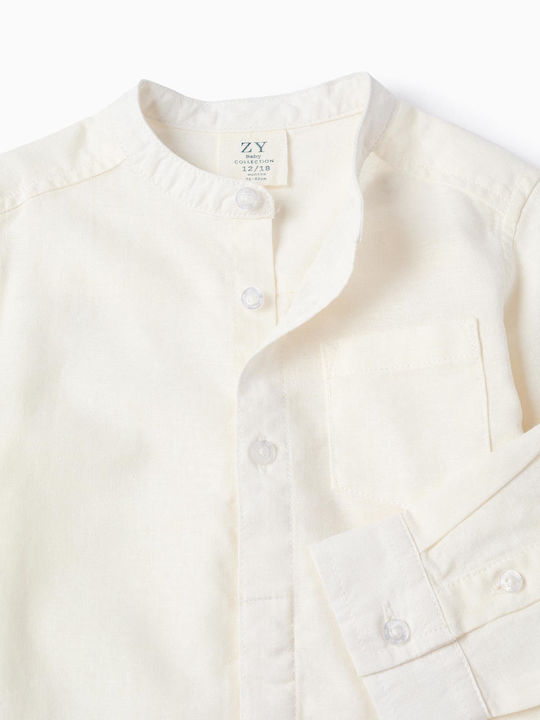 Kids Shirt Short-Sleeved Linen Ecru