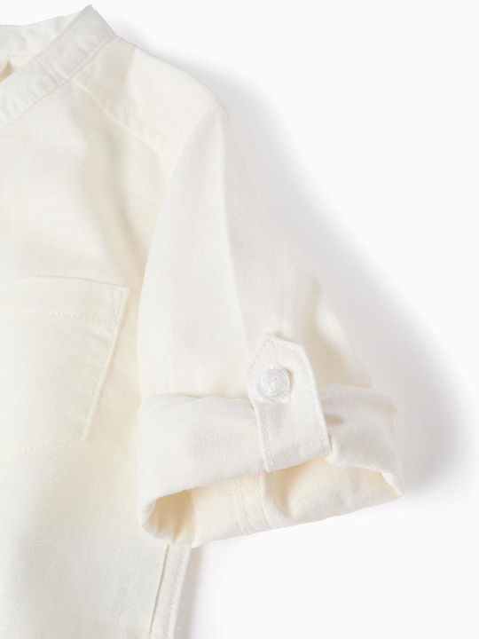 Kids Shirt Short-Sleeved Linen Ecru