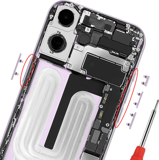 Clappio Replacement Side Buttons Iphone 17 Power Volumes Action Lavender
