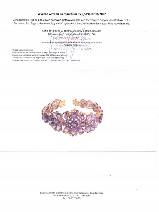 1 Amethyst 925 Bracelet Sapphires Certificate 1 Amethyst 925 Bracelet Sapphires Certificate