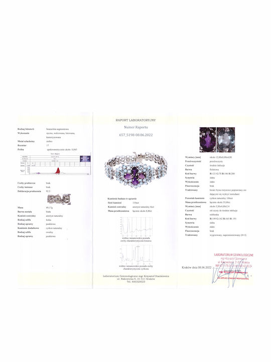 Brățară 925 Cu Ametist Și Zircon Certificat
