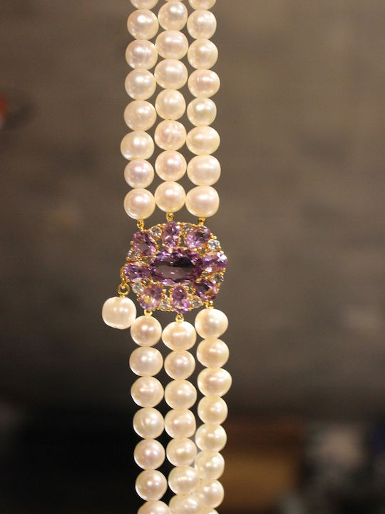 Natural Pearl Amethyst Bracelet Beautiful 925