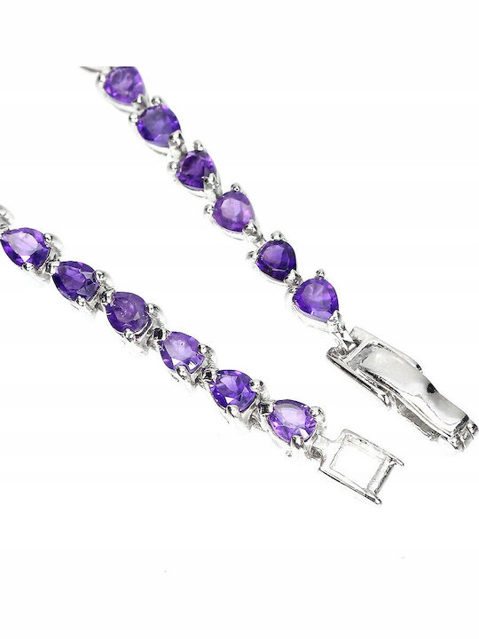 925 Silver Bracelet Natural Amethysts Beautiful