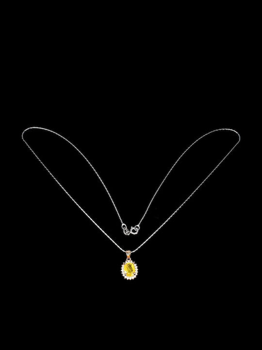 Silver Necklace Delicate Natural Yellow Sapphire Silver Necklace Delicate Natural Yellow Sapphire