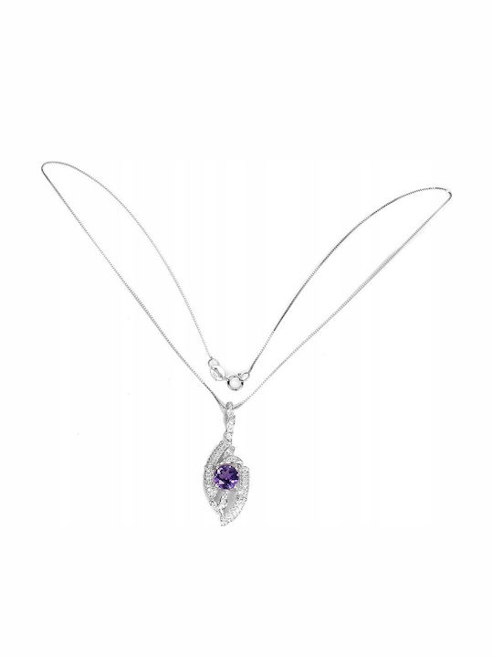 Delicate Natural Amethyst Necklace Zircon 925 Delicate Natural Amethyst Necklace Zircon 925