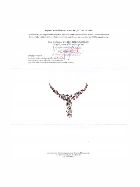 Silver Necklace Rubies Marcasite Certificate 3