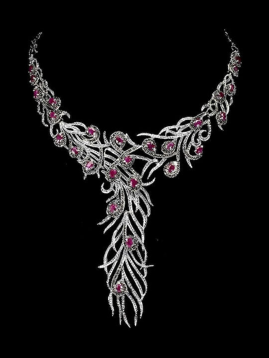 Silver Necklace Rubies Marcasite Certificate 3