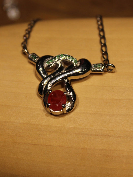 Natürliche Saphir Padparadscha Tsavorit Halskette 925