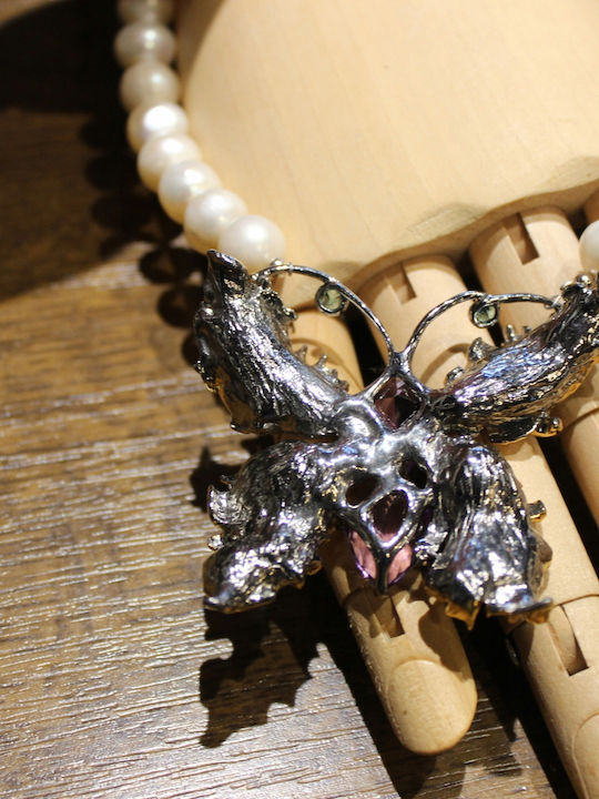 Silver Necklace Amethysts Emeralds Pearls Silver Necklace Amethysts Emeralds Pearls
